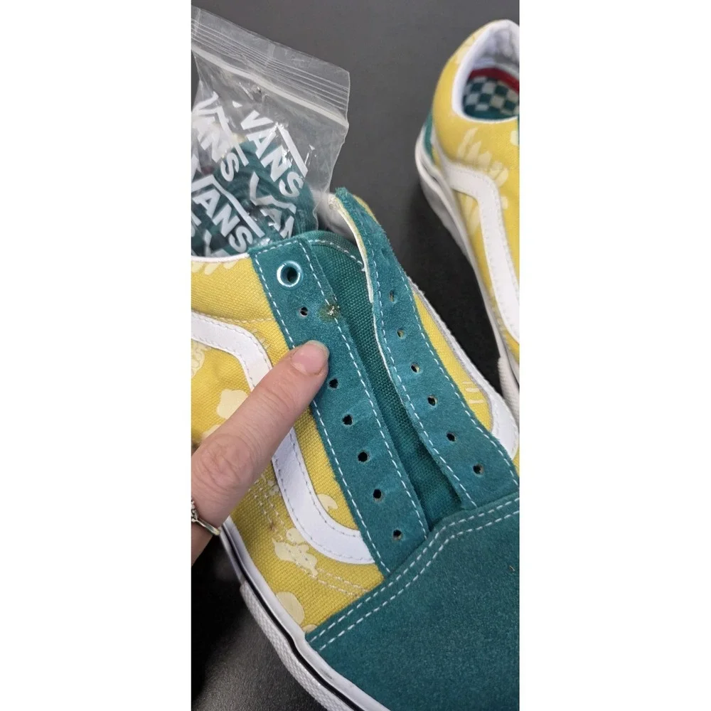 Vans Men 9 Skate Old Skool Aloha Leather Suede Canvas Sneaker Slip‎ On Green